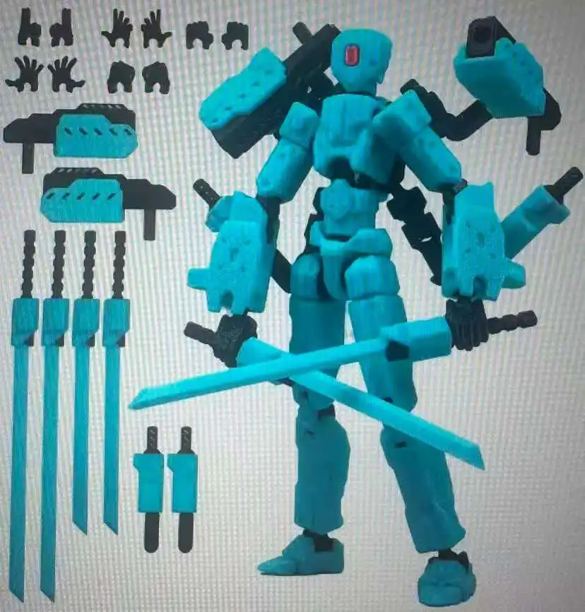3D Printing Toy Lucky Dummy 13 Joints Movable Creative Robot With Weapons Accessories Decompression Ornament Action Figure Model - Image 6