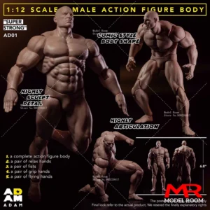 MUFF TOYS ADAM 1/12 Male Strong Muscle Joint Body 6'' Super Flexible Comic Soldier Action Figure Body Doll