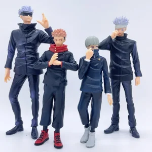 4pcs/set Gojo Satoru Anime Jujutsu Kaisen Action Figure Itadori Yuji Seated Noodle Stopper Model Toys Dolls Collection Hobbies