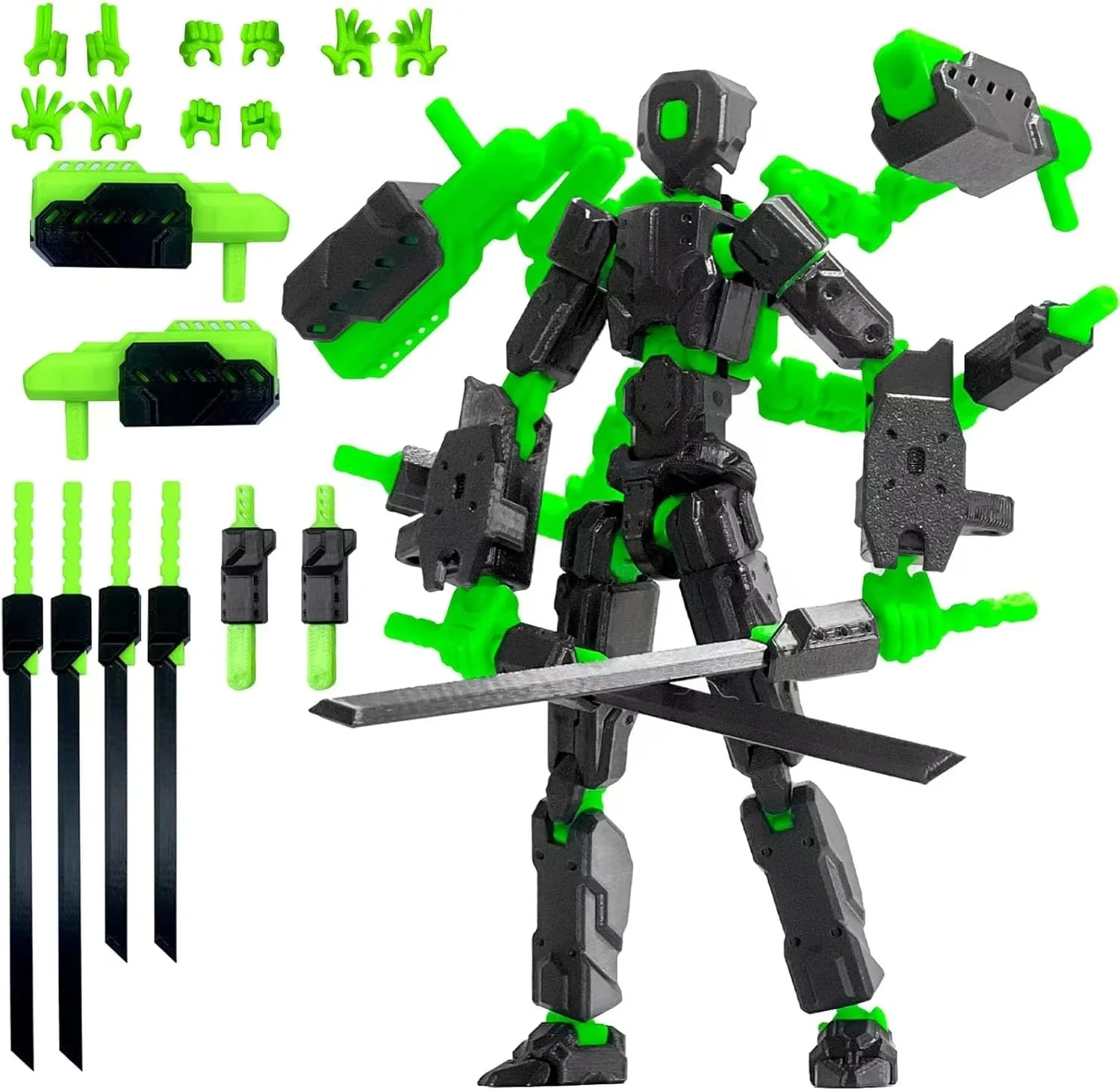 3D Printing Toy Lucky Dummy 13 Joints Movable Creative Robot With Weapons Accessories Decompression Ornament Action Figure Model - Image 5