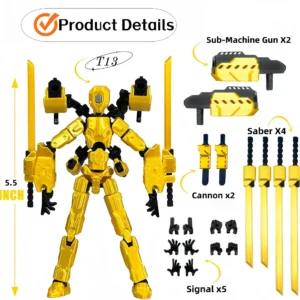 3D Printing Toy Lucky Dummy 13 Joints Movable Creative Robot With Weapons Accessories Decompression Ornament Action Figure Model