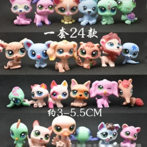 24pcs  Mini Pet Shop Figures Cocker Spaniel Collie Dog Standing Cats Dogs Kitty Toys Kitten Kedi Lion Sheep Bird lol Toy