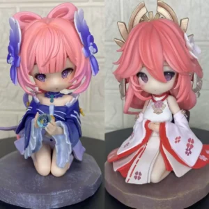 Genshin Impact Figurine Sangonomiya Kokomi Figure Yae Miko Anime Figures Q Version Pvc Models Toy Decoration Kids Birthday Gift