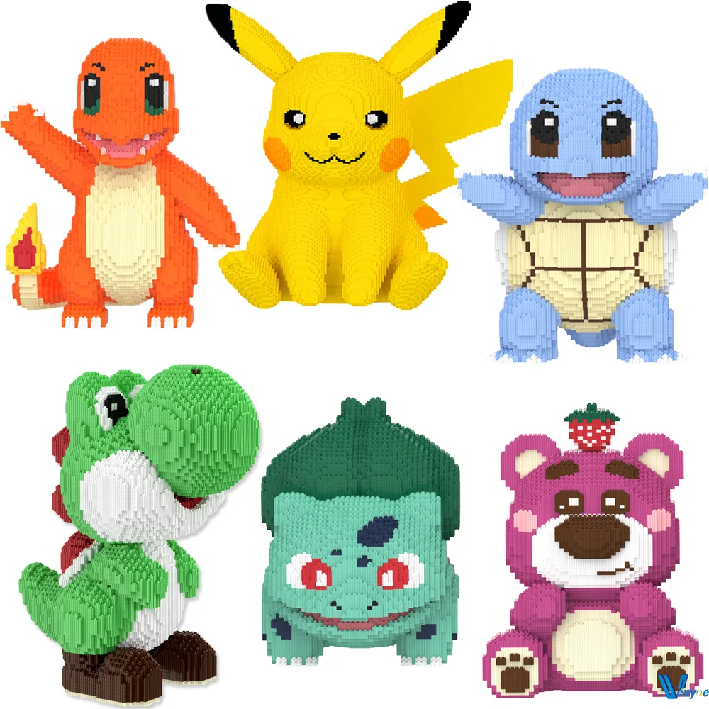 Big Pokemon Squirtle Charmander Magic Building Block Cartoon Horse Joker Model Toy Dragon Assembled Bricks Figure For Kids Gift