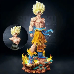 Jt Statue Dragon Ball Z Son Goku Figure Replaceable Heads Led Base Super Saiyan Goku Action Figures Collection Mode Toys Gifts