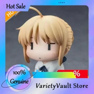 Q Version Saber Anime Figure Fate Stay Night UBW Altria Pendragon Collectible Toy Model Funny Face Sitting Pose Ideal Fans Gift