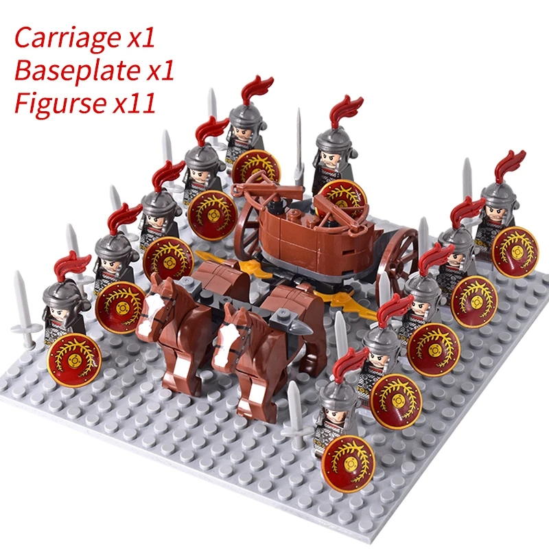 Medieval Knights mini Action Figures Building Blocks Roman Chariot Carriage Soldier War Horse Bricks Toys for Children Gift - Image 19