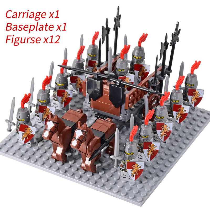 Medieval Knights mini Action Figures Building Blocks Roman Chariot Carriage Soldier War Horse Bricks Toys for Children Gift - Image 3