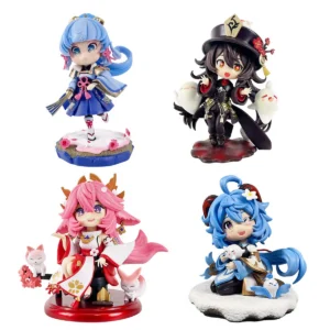 16CM New Anime Genshin Impact Yae Miko Ganyu Hu Tao Kawaii Q version Action Figure PVC Doll Model Toys ornament decoration Gifts