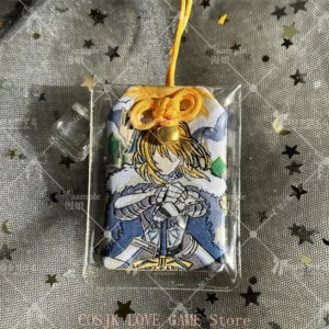 Anime Altria Pendragon Saber Fate/stay night Badge OMaMoRi Bag Pendant Good Luck Amulet Pray Props Bedge Brooch Xmas Gift