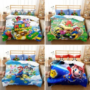 Super Mario Bros Bedding Set Anime Luigi Yoshi Pillowcase 3D Bed Duvet Cover Cartoon Kids Home Printed Quilt Cover Duvet Cover