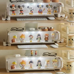 Transparent Desktop Monitor Stand with Display Shelf- Organizes Office Accessories Blind Box Collectibles & Mini Figures Neatly