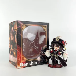 Boxed New Anime Genshin Impact Hu Tao Kawaii Q version Action Figure PVC Doll Model Toys ornament decoration Gifts