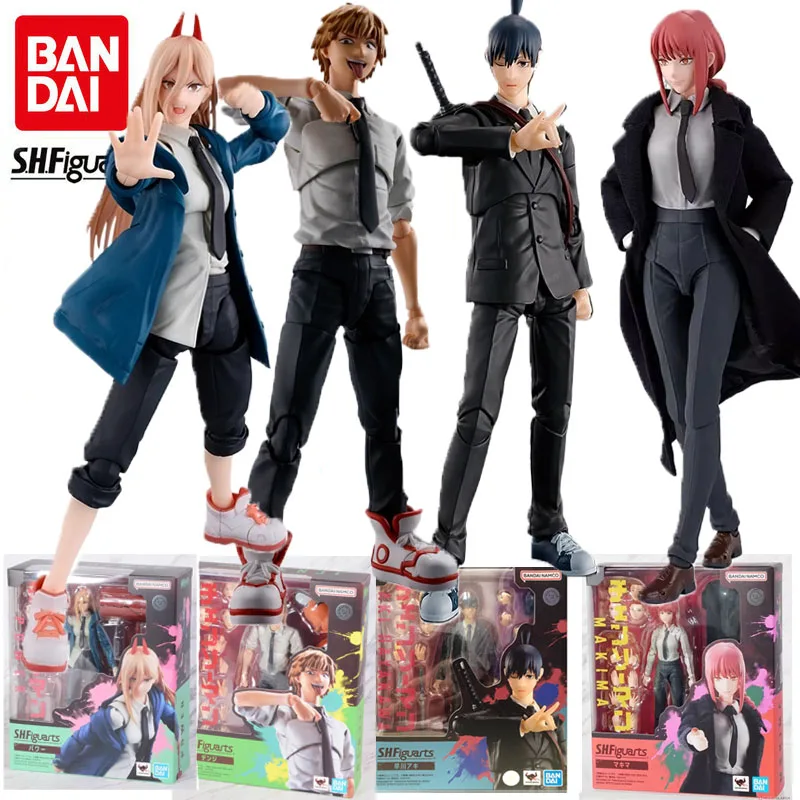 Bandai S.H.Figuarts Chainsaw Man Anime Figure Hayakawa Aki Denji Makima Power Action Figure Toys for Boys Girls Kids Gift