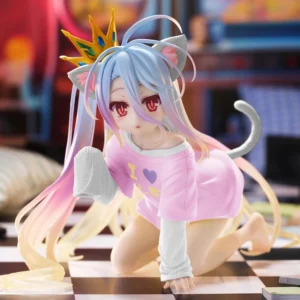 10cm No Game No Life Anime Figure Desktop Cute Cat Ear Shiro Action Figure Room Decorations PVC Collector Display Model Doll Toys