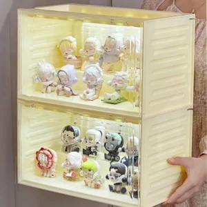 Smart Light Sensor Transparent Toy Cabinet - Drawer Organizer for Collectibles, Dustproof Display with Auto-On Light