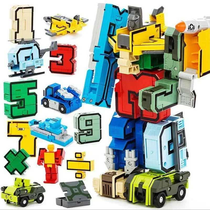 Assembling Building Set Blocks Educational Toys Action Figure Transformation Number Robot Deformation Robot Toy for Kids Gifts