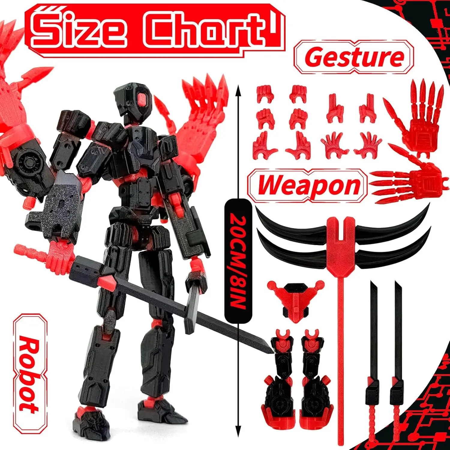 8Inch T13 Assembly Completed Action Figure,3D Printed Multi-Jointed Movable Toy Nova 13 Action Figures Desktop Decor for Game Lo - Image 2