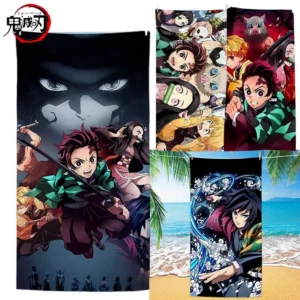 Demon Slayer Bath Towel for Man Women Anime Tanjirou Mitsuri Sports Sweat Towel Bathroom Absorbent Swimming Towels 140x70CM Gift