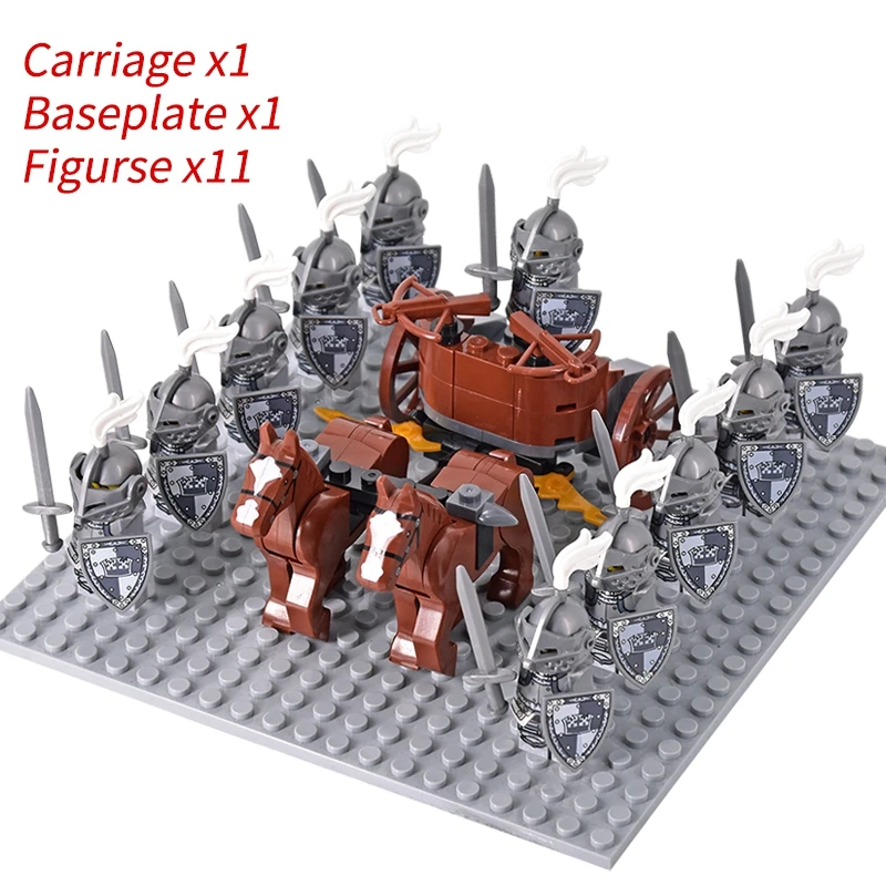 Medieval Knights mini Action Figures Building Blocks Roman Chariot Carriage Soldier War Horse Bricks Toys for Children Gift - Image 32