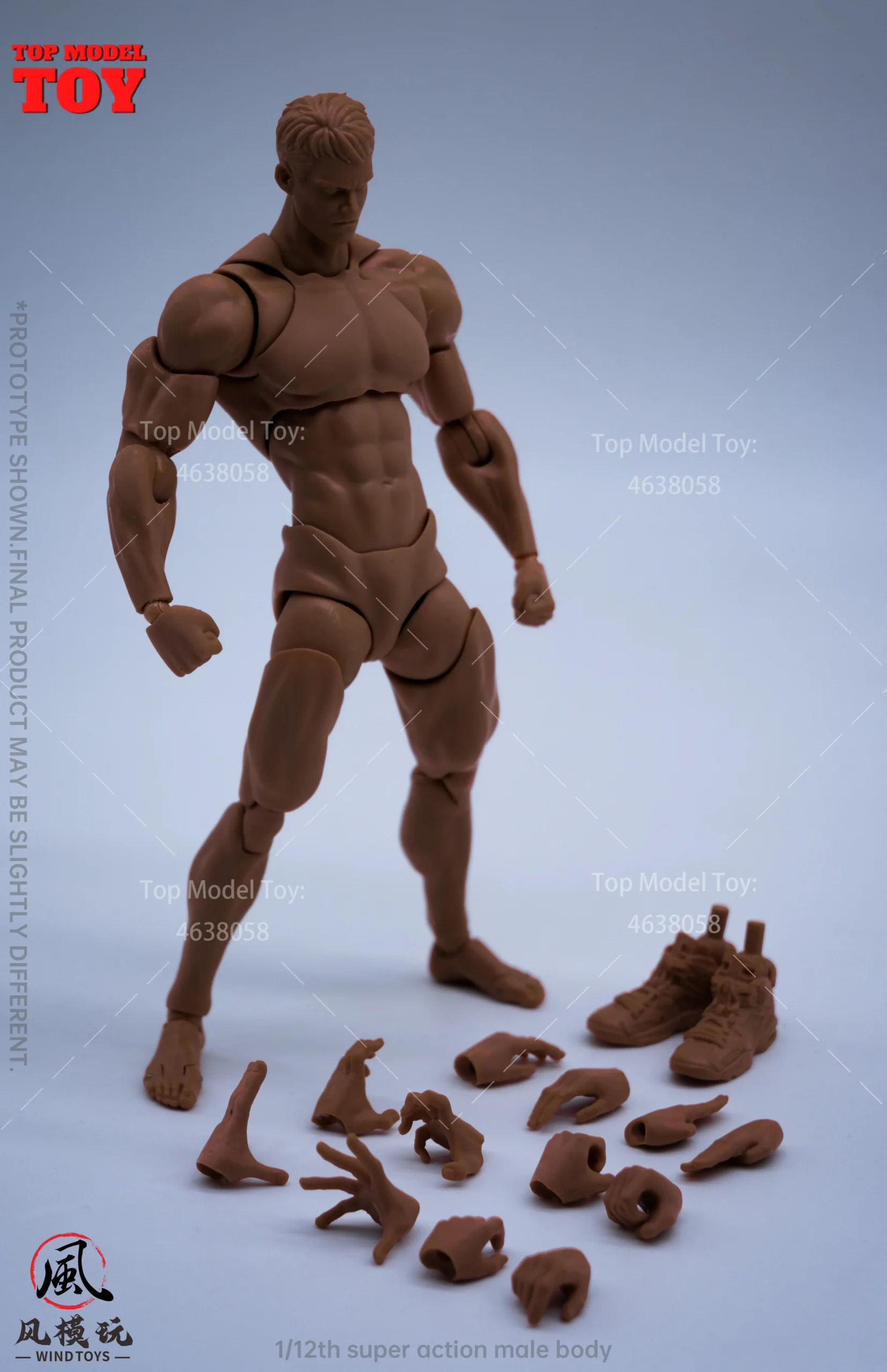 In Stock Wind Toys 1/12 Male Muscle Super Flexible Joint Body 16cm Man Action Figure Doll Model with Head Sculpt 7 Pair of Hands - Image 8