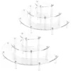 1/2pack Acrylic Riser 3 Tier Half Moon Cupcake Stand Clear Perfume Display Case