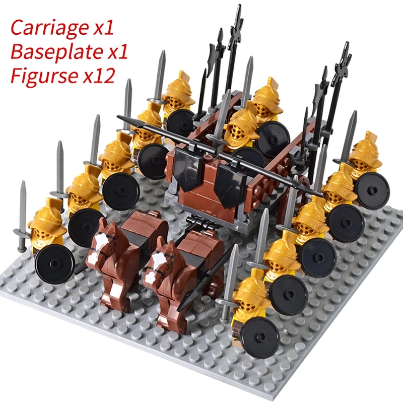 Medieval Knights mini Action Figures Building Blocks Roman Chariot Carriage Soldier War Horse Bricks Toys for Children Gift - Image 38
