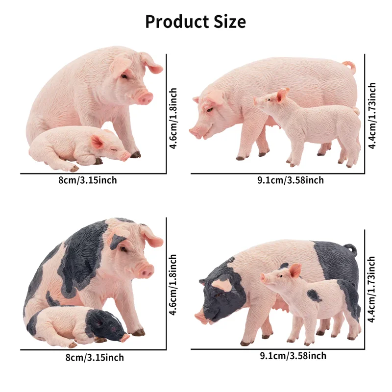 8Pcs Simulation Pig Farm Animal Model Toy Mini Cake Decoration Pig Figures Dolls Action Figurines Toys for Children Set Gift - Image 3