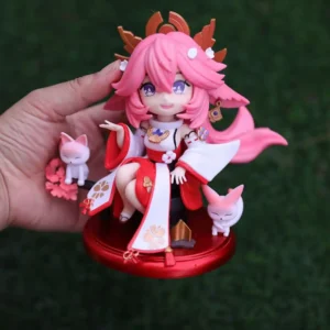 3 Types New Game Anime Genshin Impact Ganyu Hutao Yae Miko Figures PVC Model Toys Doll Ornament Collect Decoration Gifts