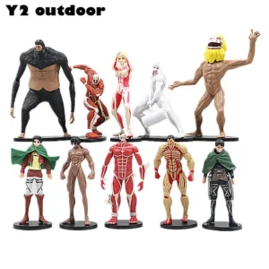 10/6Pcs Anime Attack on Titan Figure Levi Mikasa Rival Ackerman Eren Yeager Armored War Hammer Titan Model PVC Action Figure Toy