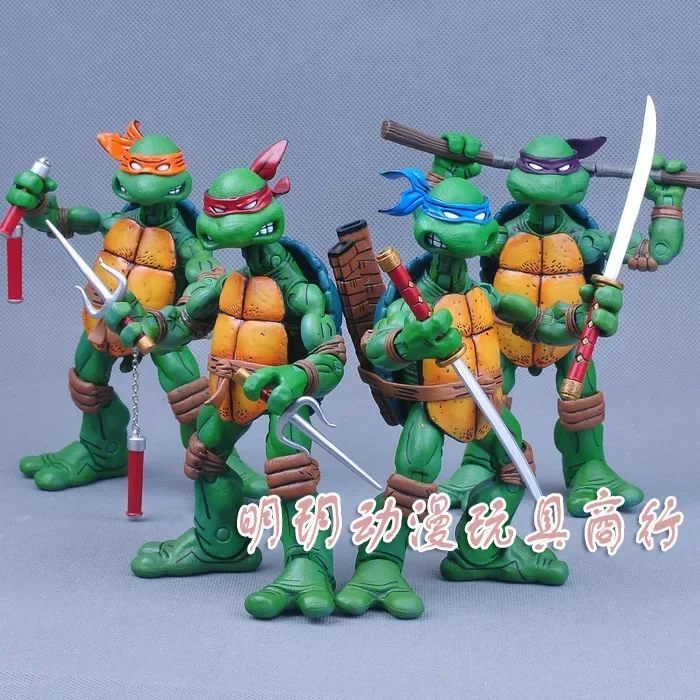 4pcs TMNT Action Figure Anime Teenage Mutant Ninja Turtle Figuras Toys NECA PVC Collection Model Gift for Children Decoration - Image 7