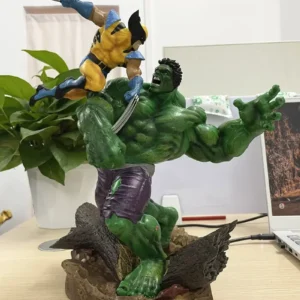 36cm Superhero Combat Scene version Hulker VS Wolverine PVC Action figure Green man Statue collection model adult gift toy