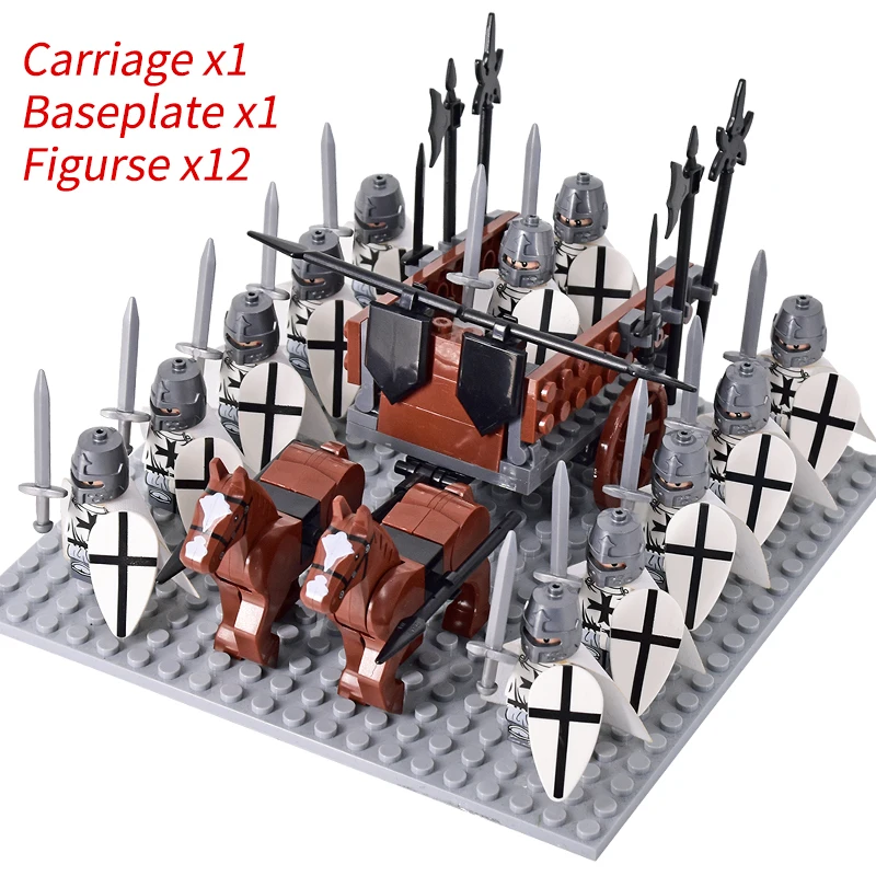 Medieval Knights mini Action Figures Building Blocks Roman Chariot Carriage Soldier War Horse Bricks Toys for Children Gift - Image 6