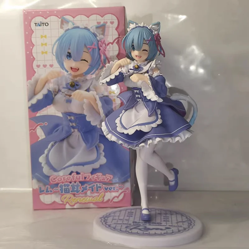 In Stock Genuine Taito Coreful Re:Zero-Starting Life In Another World Rem Ram Moe Cat Ear Maid Ver. Renewal Collectible Figure