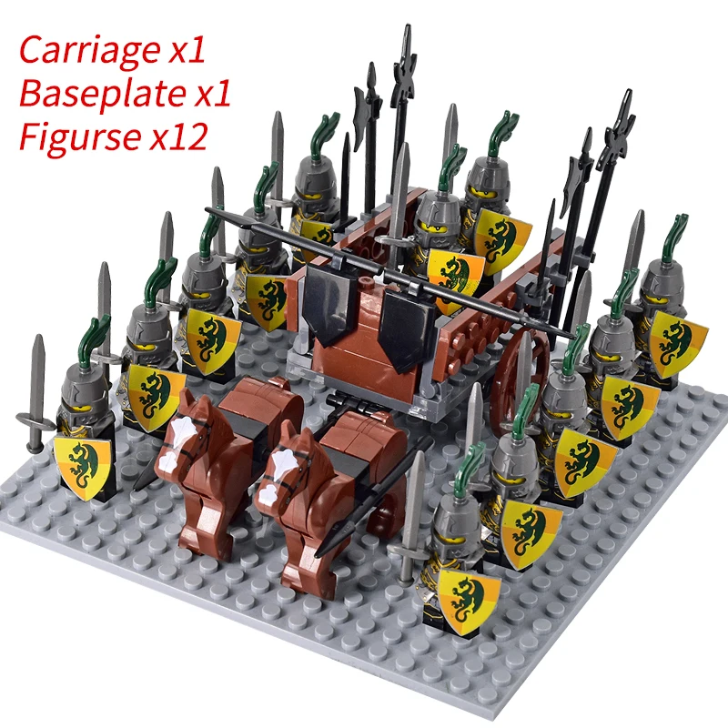 Medieval Knights mini Action Figures Building Blocks Roman Chariot Carriage Soldier War Horse Bricks Toys for Children Gift - Image 4