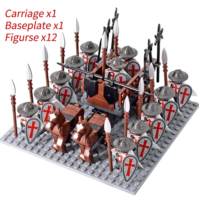Medieval Knights mini Action Figures Building Blocks Roman Chariot Carriage Soldier War Horse Bricks Toys for Children Gift - Image 52