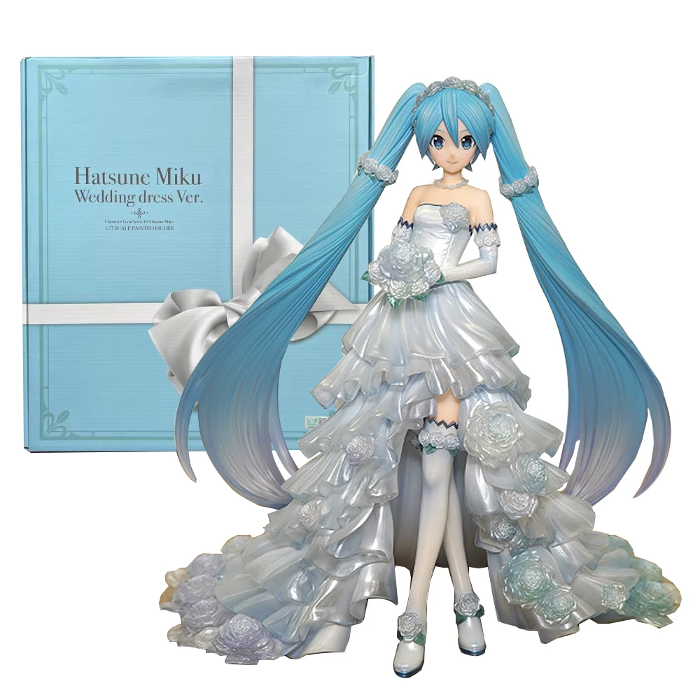 20CM Anime Hatsune Miku Figure 1/7 Wedding Dress Ver Flower Wedding Model Toy Gift Collection Action Figure PVC