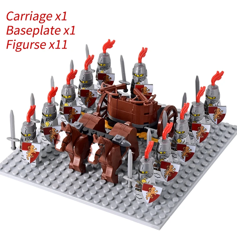 Medieval Knights mini Action Figures Building Blocks Roman Chariot Carriage Soldier War Horse Bricks Toys for Children Gift - Image 10