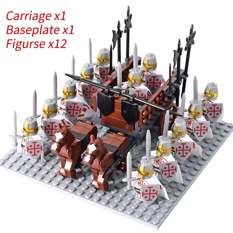 Medieval Knights mini Action Figures Building Blocks Roman Chariot Carriage Soldier War Horse Bricks Toys for Children Gift - Image 30