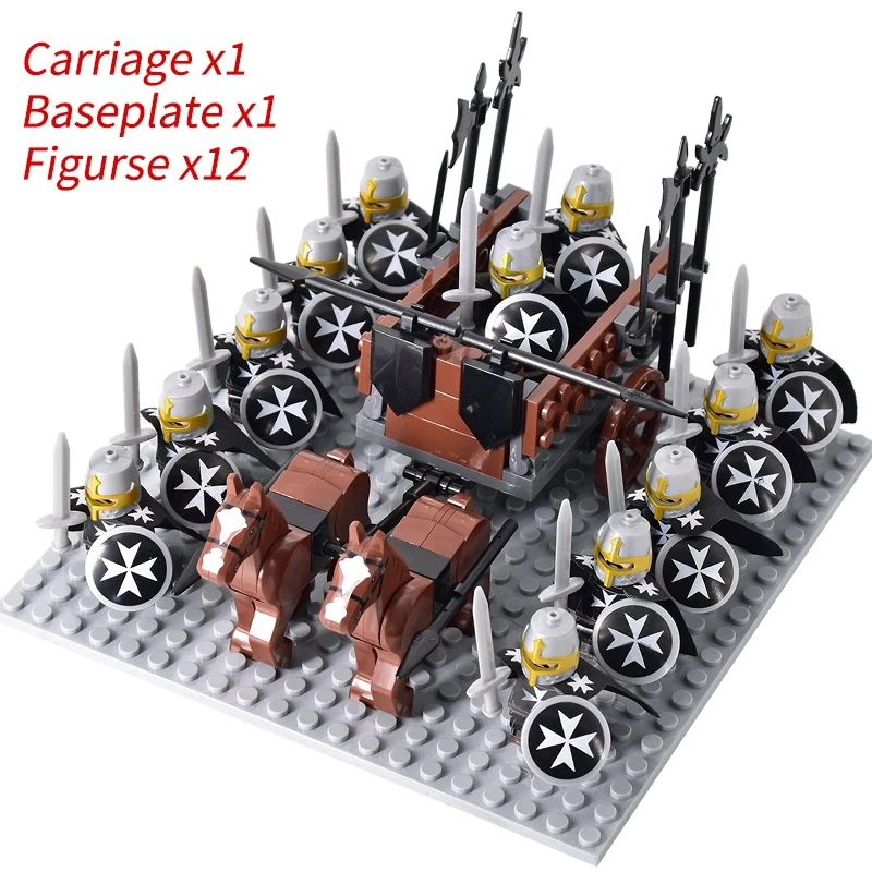 Medieval Knights mini Action Figures Building Blocks Roman Chariot Carriage Soldier War Horse Bricks Toys for Children Gift - Image 29