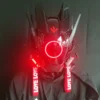 Cyberpunk Helmet Cosplay Dreadlocks Cool Mask with LED Light Shinobi Samurai Accessory Set