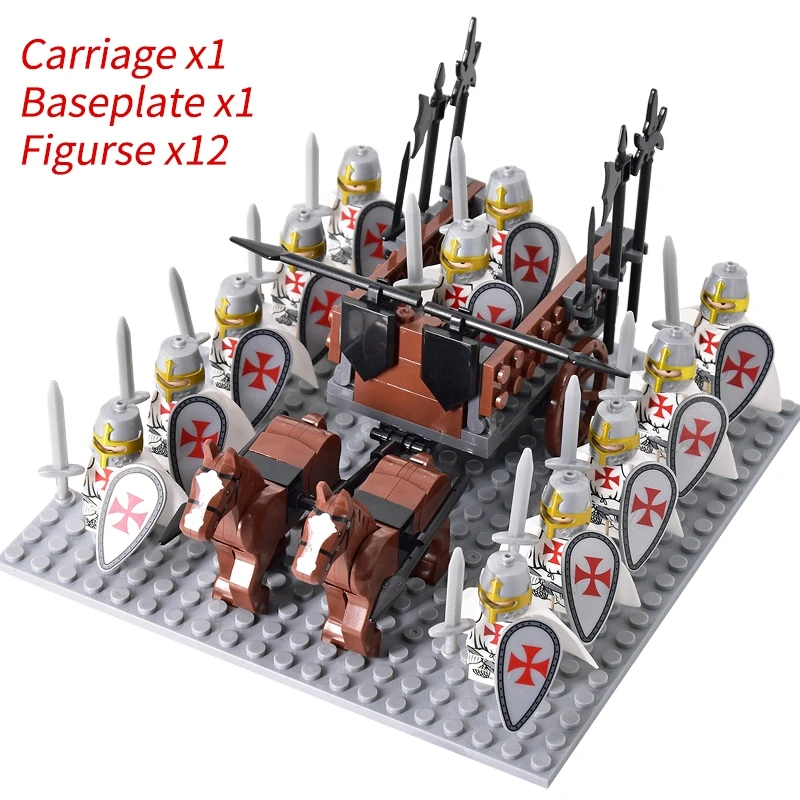 Medieval Knights mini Action Figures Building Blocks Roman Chariot Carriage Soldier War Horse Bricks Toys for Children Gift - Image 31