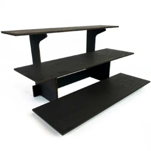 3 Tier Black Premium Retail Table Display Tripod, Portable Retail Display Stand for Retail Tables, Countertops, Trade Shows