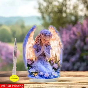 Tranquil Radiant Prayer Angel 2D Acrylic Statue Desktop Decoration Suitable for Home, Church, Wedding Perfect Spiritual Gift
