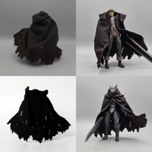 Handmade 1/12 Scale Male Soldier SHF Berserk Black Swordsman Guts Cape Cloak Handsome For 6in Action Figure Model Toys For Gift