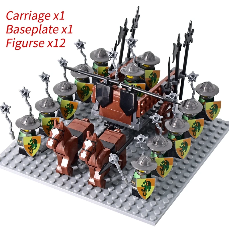 Medieval Knights mini Action Figures Building Blocks Roman Chariot Carriage Soldier War Horse Bricks Toys for Children Gift - Image 42