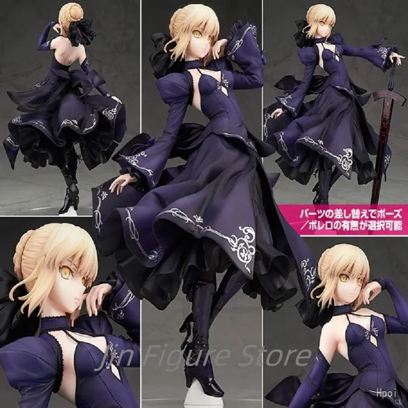 25CM Anime Gekijouban Fate/stay night Heaven's Feel Altria Pendragon Black Dress Up Saber Alter Model Toy Gift Action Figure PVC