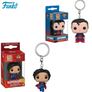 FUNKO POP Superman Comics PVC Action Doll the Flash Movie Supergirl Keychain Vinyl Toy Pocket Pop Keychain Model Toy