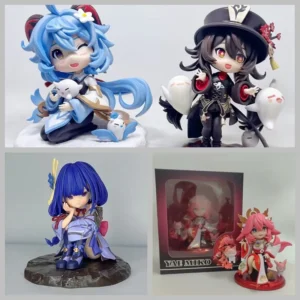 Genshin Impact Cute Chibi Ganyu Raiden Shogun Yae Miko Hutao Figure Anime Girl Collectible Pvc Model Boxed Desktop Decoration