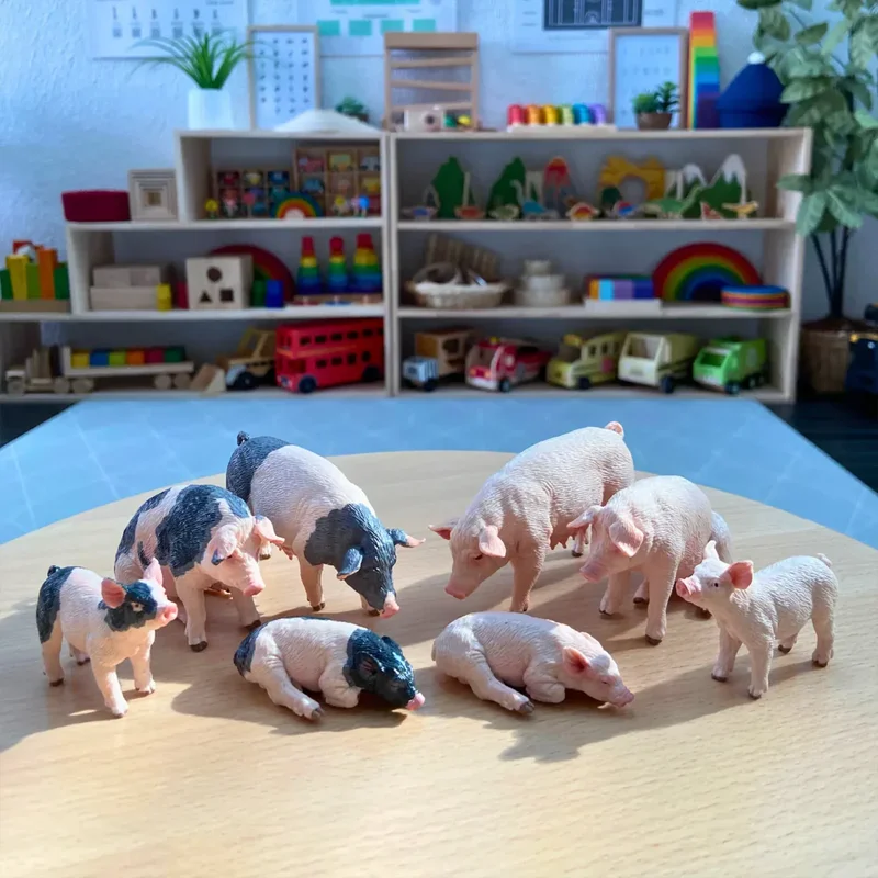 8Pcs Simulation Pig Farm Animal Model Toy Mini Cake Decoration Pig Figures Dolls Action Figurines Toys for Children Set Gift - Image 6